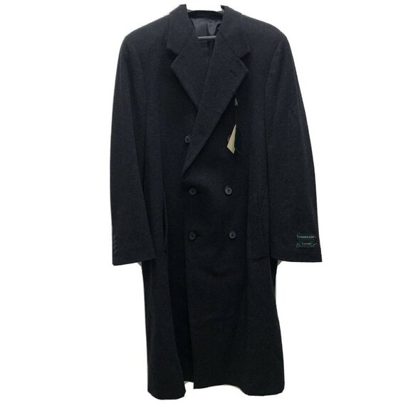 Lauren Ralph Lauren 44L Black Cashmere Wool Long Overcoat Dress Coat Jacket NEW